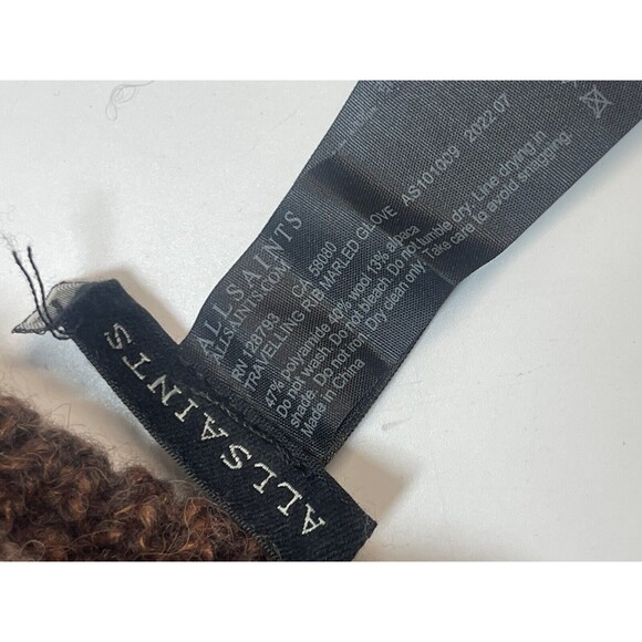 Allsaints Cardigan Cuff Gloves In 2 Tone Brown New - Picture 5 of 7